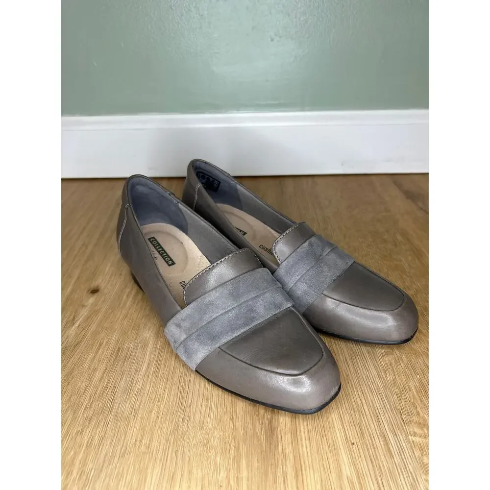 Clarks Collection Womens 5 Juliet Rose Loafer Gray Leather Comfort Slip On